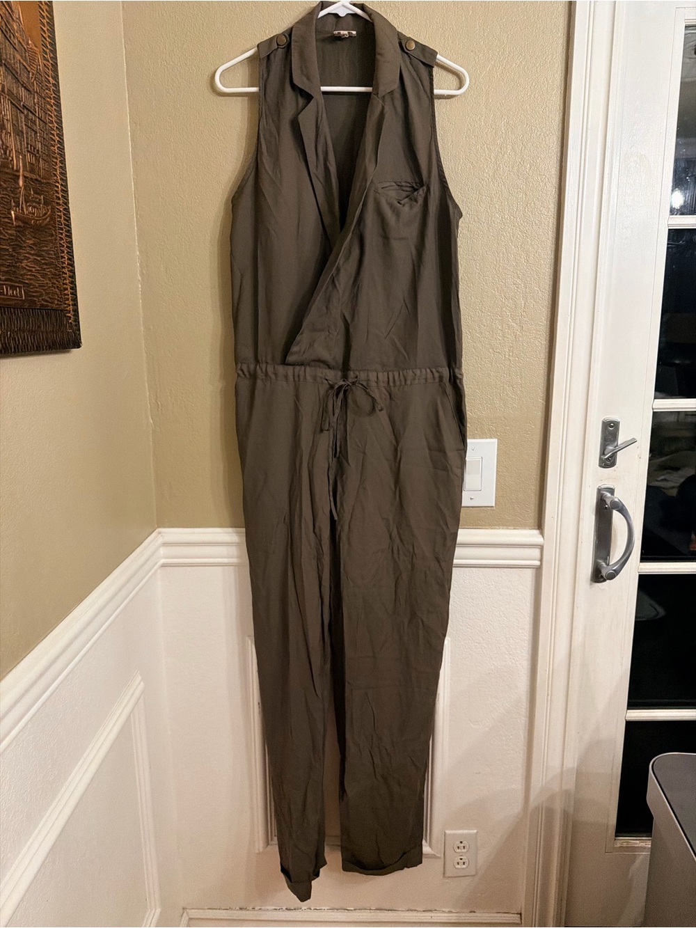 RBL women’s Sleeveless Drawstring Utility Jumpsuit - Olive green